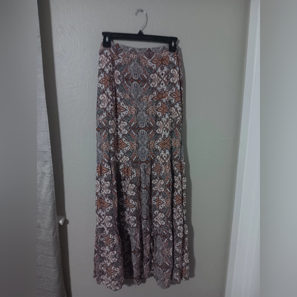 Olivaceous Dresses & Skirts - Olivaceous Brown and Gray Tiered Maxi Skirt
